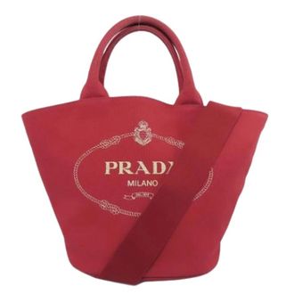 Prada Pre-owned Tote Bags, female, Red, Size: ONE SIZE Pre-owned Canapa Tote Bag