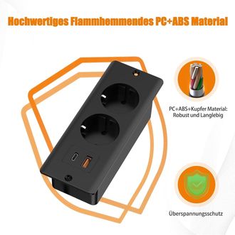 OEM De Sobremesa, Puerto Retr&aacute;ctil Con 1 Usb Y 1 Tipo C, Puerto Integrado, Cable De Alimentaci&oacute;n De 2 M, Bloqueo De Mesa, Doble Enchufe Para Sobremesa O E