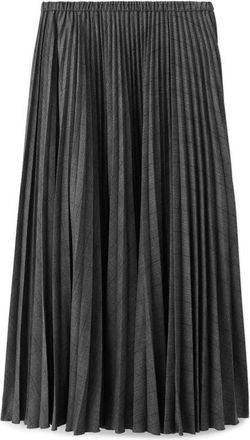 Mango Check Pleated Maxi Skirt in Grey at Nordstrom, Size 4