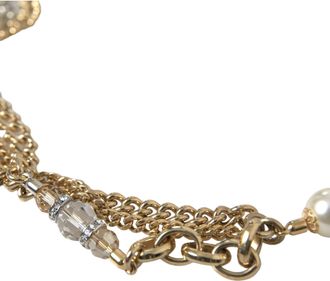 Dolce & Gabbana Womens Blue Braided Gold Brass Chain Waist Belt Black