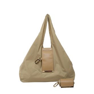 Generic Tote Bag, Portable Faux Leather Pouch with Keychain, Easy Carrying Shopping Bag, Folding Keyring Purse, Lightweight Travel Tote for Women Girls School