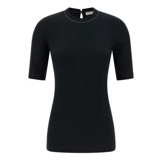 Brunello Cucinelli Dames, Tops, Zwart, Maat: XL Katoen