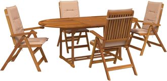 vidaXL Juego De Comedor De Jard&iacute;n De 5 Piezas Natural Vidaxl