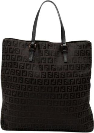 Fendi Pre-owned Tote Bags, female, Brown, Size: ONE SIZE Pre-owned Canvas Tote