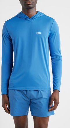 BOSS Hooded Long Sleeve Rashguard in Bright Blue at Nordstrom, Size Xx-Large