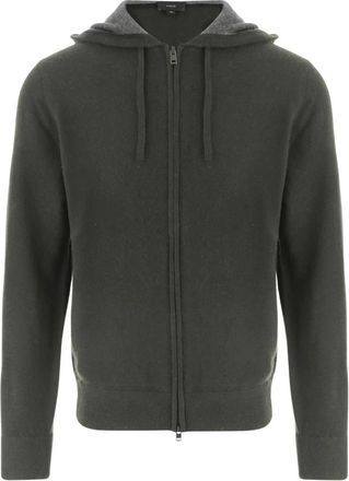 Vince Felpa con cappuccio e zip in cashmere - - Knitwear - Uomo - Verde - M