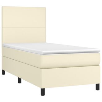 vidaXL Cama Box Spring Y Colch&oacute;n Led Cuero Sint&eacute;tico Crema 90x190 Cm Vidaxl