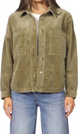 Dear John Denim Gina Button Front Oversized Denim Jacket In Olive Branch