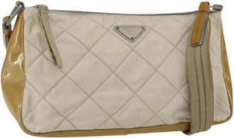 Prada Pre-owned Shoulder Bags, female, Beige, Size: ONE SIZE Pre-owned Nylon Shoulder Bag