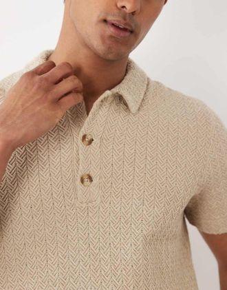 Abercrombie & Fitch Polo a maniche corte in maglia marrone chiaro