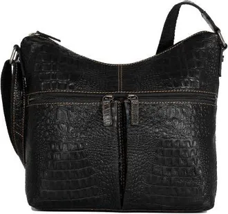Jack Georges Hornback Croco Hobo Bag in Black at Nordstrom