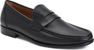 Bruno Magli Lombardo Wrapped Moc Toe Penny Loafer in Black Calf at Nordstrom, Size 10.5