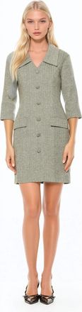 Alexia Admor Isolde Dropped Collar Button Down Tweed Dress in Herringbone at Nordstrom, Size 10