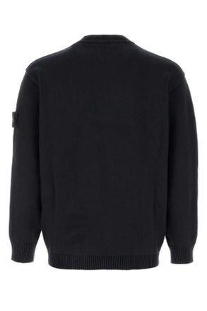 Stone Island Cotton-Elastane Crew Neck Sweater - Black