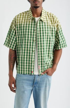 Elwood The General Button-Up Shirt in Green Gingham at Nordstrom, Size Xx-Large