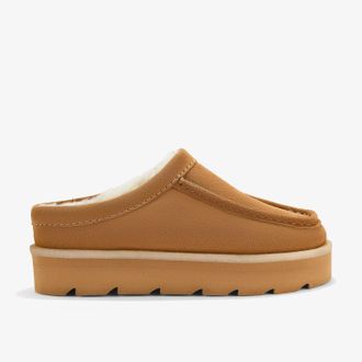 Clarks Meare Mule Caramel Warmlined Schoenen