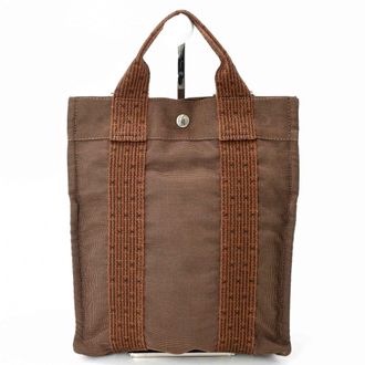 Herm&egrave;s Her Line Brown Canvas Backpack (Pre-Owned)