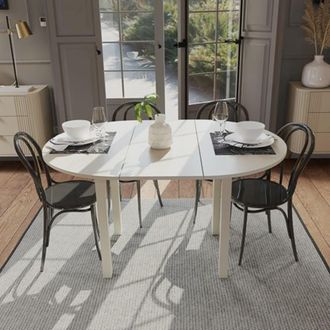 Dmora Mesa Extensible Liriteda, 6 Plazas, Extensible, Mecanismo Extensi&oacute;n Central, 100x80x76h Cm Beige