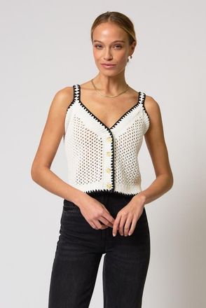 Central Park West Noa Crochet Button Tank in Ivory at Nordstrom, Size X-Small