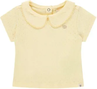 Babyface Pointelle Short Sleeve Collar Top in Buttercup at Nordstrom, Size 6M