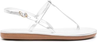 Ancient Greek Sandals Lito logo-debossed metallic leather sandals - women - Leather - 39 - Silver