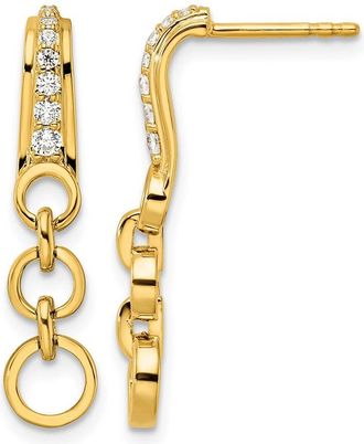 Diamond2Deal 14k Yellow Gold 1/8 Ct Round Lab Grown Diamond Drop Dangle Earrings