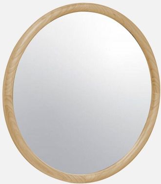 Sweeek Espejo redondo de madera de pino decorativo de pared, 60cm