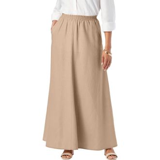 Jessica London Linen Maxi Skirt in New Khaki at Nordstrom, Size 16