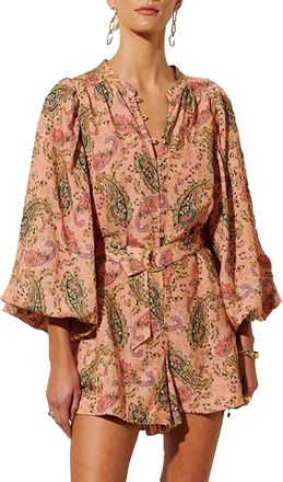 Kivari Isha Playsuit Romper With Belt In Rose Pink