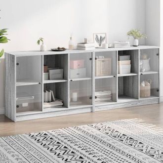 vidaXL Estanter&iacute;a Con Puertas Madera Gris Sonoma 204x37x75 Cm Vidaxl