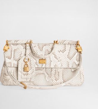 Dolce & Gabbana Medium My Sicily Handbag In Python - Woman Handbags White Onesize