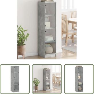 vidaXL Credenza moderna - Credenza con Ante in Vetro Grigio Cemento 35x37x142 cm