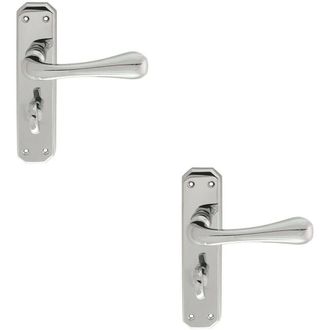 Loops 2x PAIR Heavy Duty Lever on Angular Bathroom Backplate 180 x 40mm Chrome