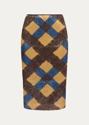 Diane Von F&uuml;rstenberg Bianca Sequin Mesh Midi Pencil Skirt