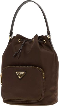 Prada Womens Brown Re-Nylon Duet Bucket Bag Bruciato Borse A Mano