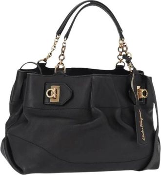 Ferragamo Pre-owned Handbags, female, Black, Size: ONE SIZE Pre-owned Leather Handbag