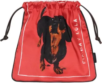 Bimba & Lola dog-print drawstring pouch bag - women - Polyester/PU-Coated Cow Leather/Sheep Nappa Leather - OS - Red