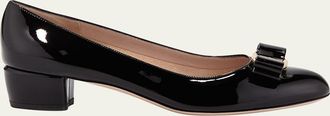 Ferragamo Vara Bow Leather Low Pumps