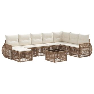 vidaXL Conjunto De Sof&aacute;s De Jard&iacute;n 9 Pcs Beige Y Blanco Crema Vidaxl