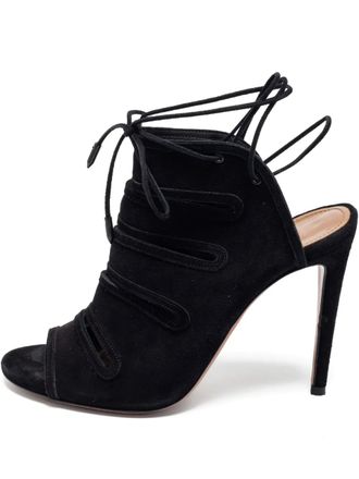 Aquazzura Pre-owned 110mm cut-out lace sandals - Black