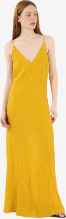 SOLOTRE Abito lungo goffrato ocra