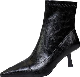 Generic High Heels Boots for Women 6.5CM Stiletto Sexy Pointed Toe Side Zip Winter Shoes Fashion Toing Out Work Office Ankle Boot-numeric_5_point_5