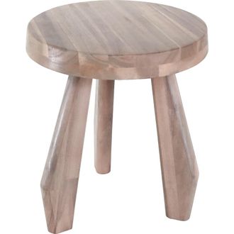 Jonathan Y Designs Terra Rustic Coastal Acacia Wood Tripod Round Indoor/Outdoor Accent Stool in Light Wood at Nordstrom
