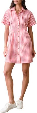 Marine Layer Nova Pima Cotton Gingham Mini Shirtdress in Cherry Gingham at Nordstrom, Size X-Small