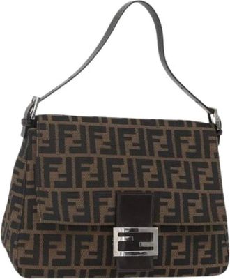 Fendi Pre-owned Shoulder Bags, female, Brown, Size: ONE SIZE Pre-owned Zucca Canvas Shoulder Bag
