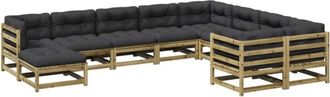 vidaXL Set De Sof&aacute;s Jard&iacute;n 10 Pzas Con Cojines Madera Pino Impregnada Vidaxl