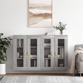 vidaXL Vidaxl - Armarios De Pared 2 Uds Madera De Ingenier&iacute;a Gris Sonoma