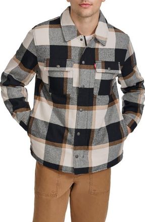 Levi's Quilt Lined Cotton Shacket in Black/Caramel at Nordstrom, Size Xx-Large