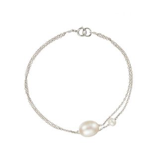 Lily & Roo Silver Layered Large and Small Pearl Bracelet