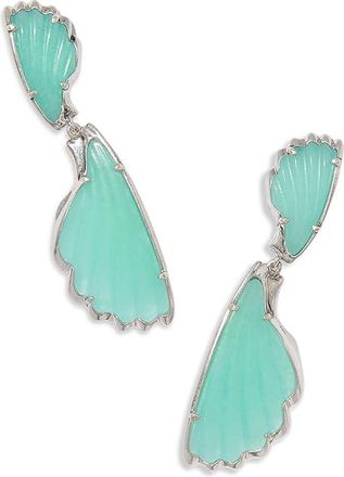 Kendra Scott Alexa Statement Drop Womens Earring Womens Earring Vintage Silver Dark Teal Quartz, Brass